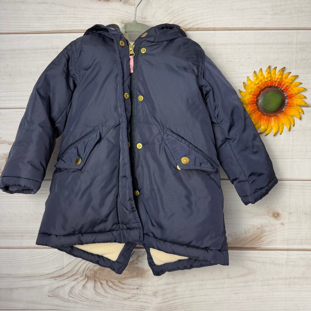 Crewcuts‎ Girls Navy Blue Hooded Puffer Coat Winter Warm Kids Outerwear 3T